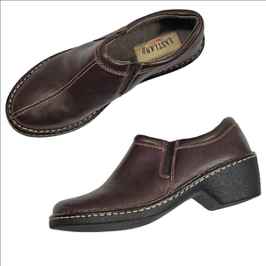 Eastland Amore Leather Dark Chocolate Brown Slip On Comfort Shoe Clog